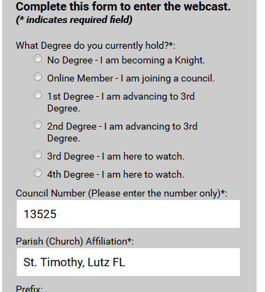 Sample Exemplification Enrollment Form for a New Member