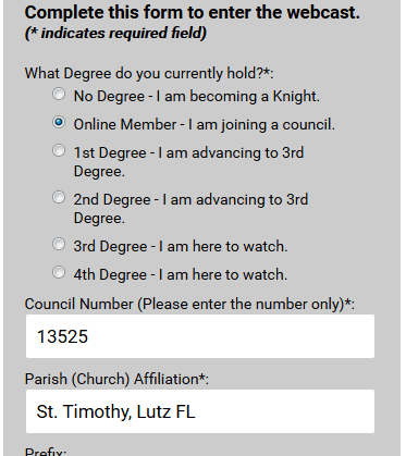 Sample Exemplification Enrollment Form for a New Member