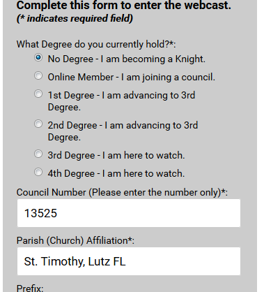 Sample Exemplification Enrollment Form for a New Member